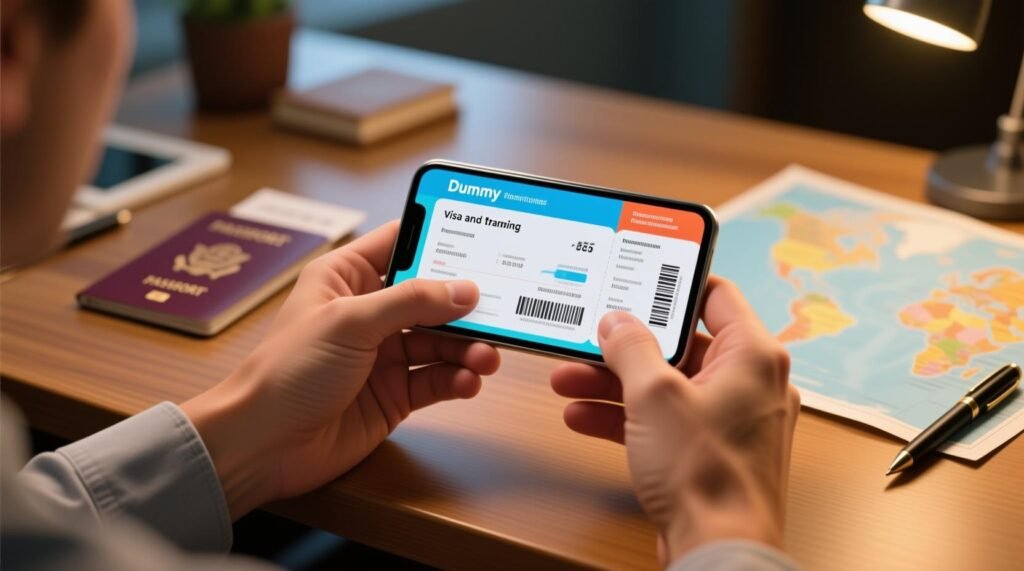 Use of a dummy ticket for visa 